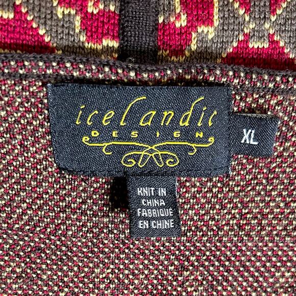 Icelandic 100% Merino Wool Cardigan Duster Nordic Fair Isle Ski Cabin Luxury XL - Picture 9 of 12